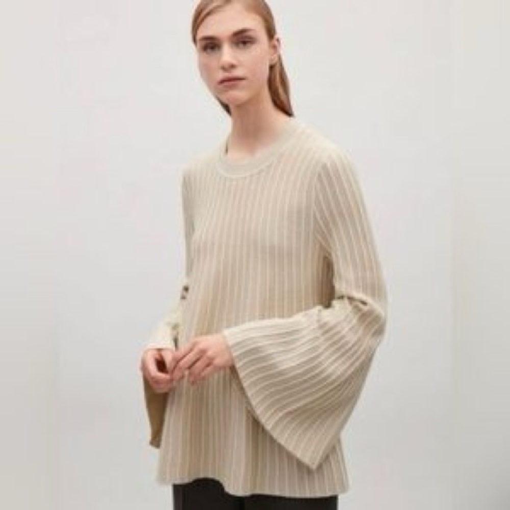 COS Neutral Wool Blend Textured Swing Sweater